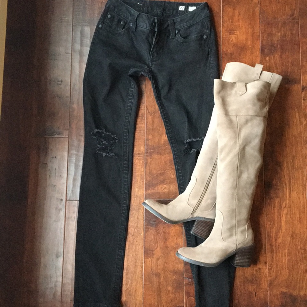 Distressed, Skinny Black Jeans, Size 27